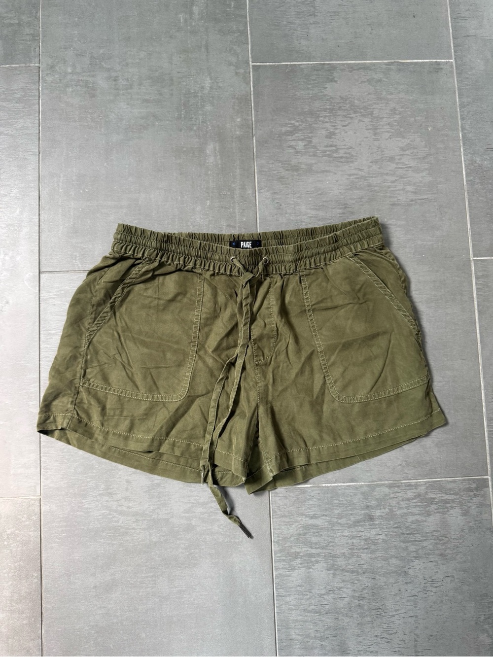 PAIGE Olive Drawstring Utility Shorts